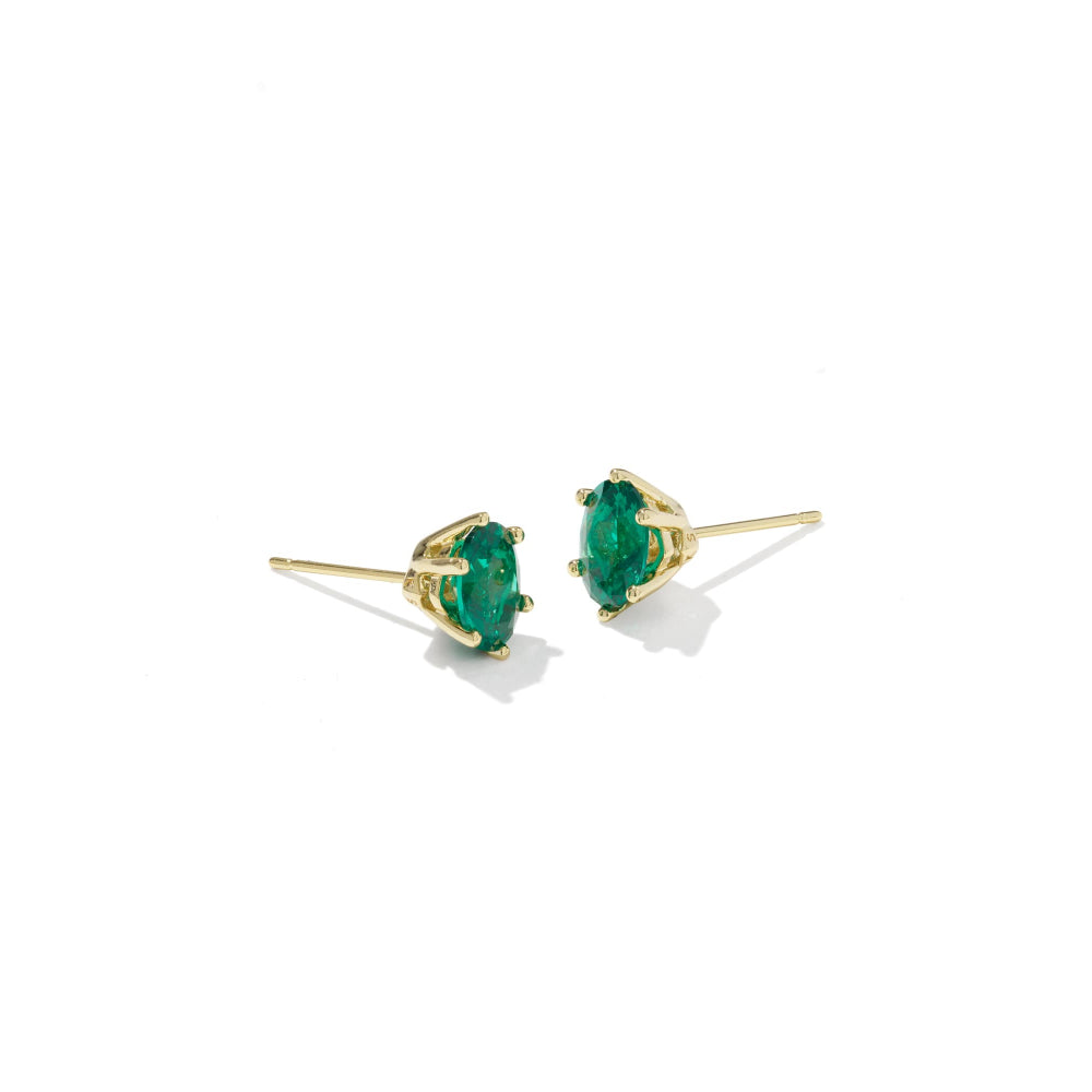 Stud earrings with green crystal