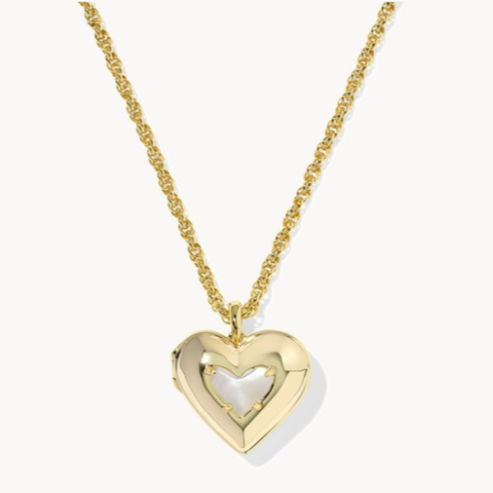 Gold heart locket necklace