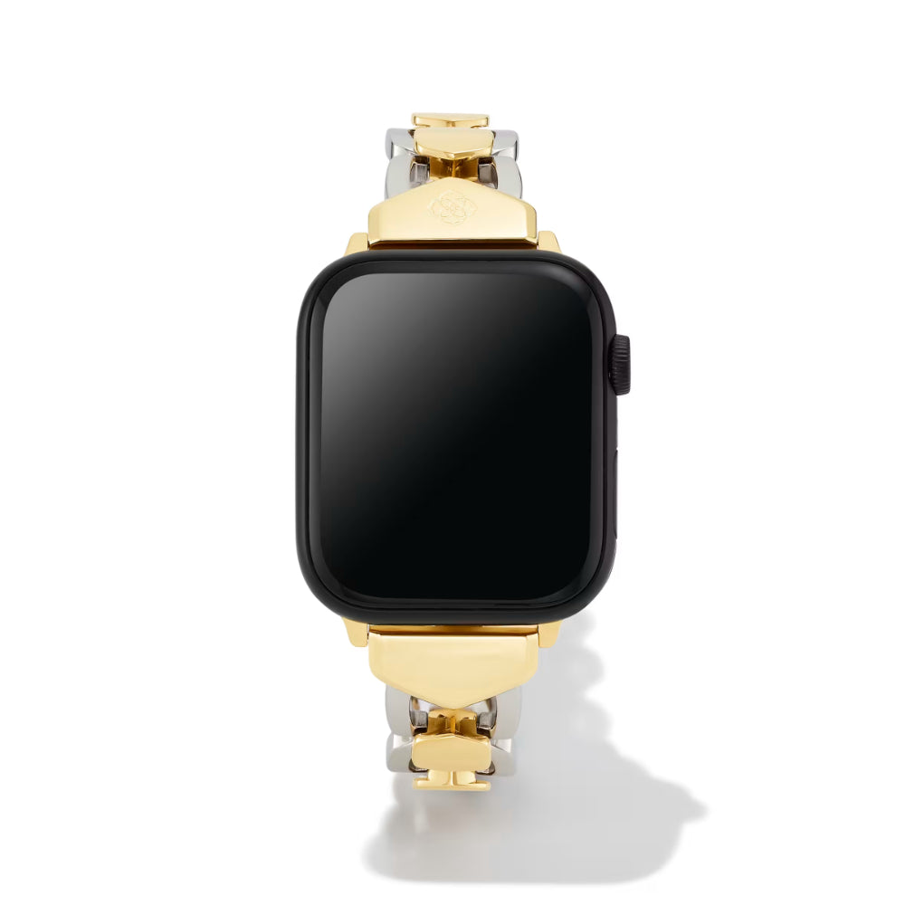 Smartwatch with gold band on a white background