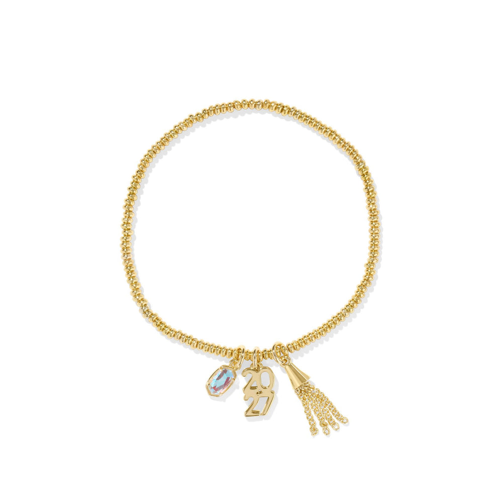 2027 Graduation Stretch Bracelet Gold Dichroic Glass