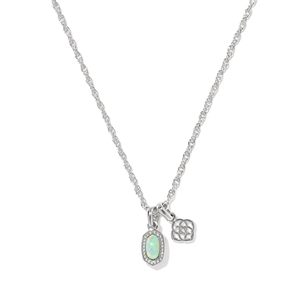 Necklace with pendant featuring an opal stone on a white background