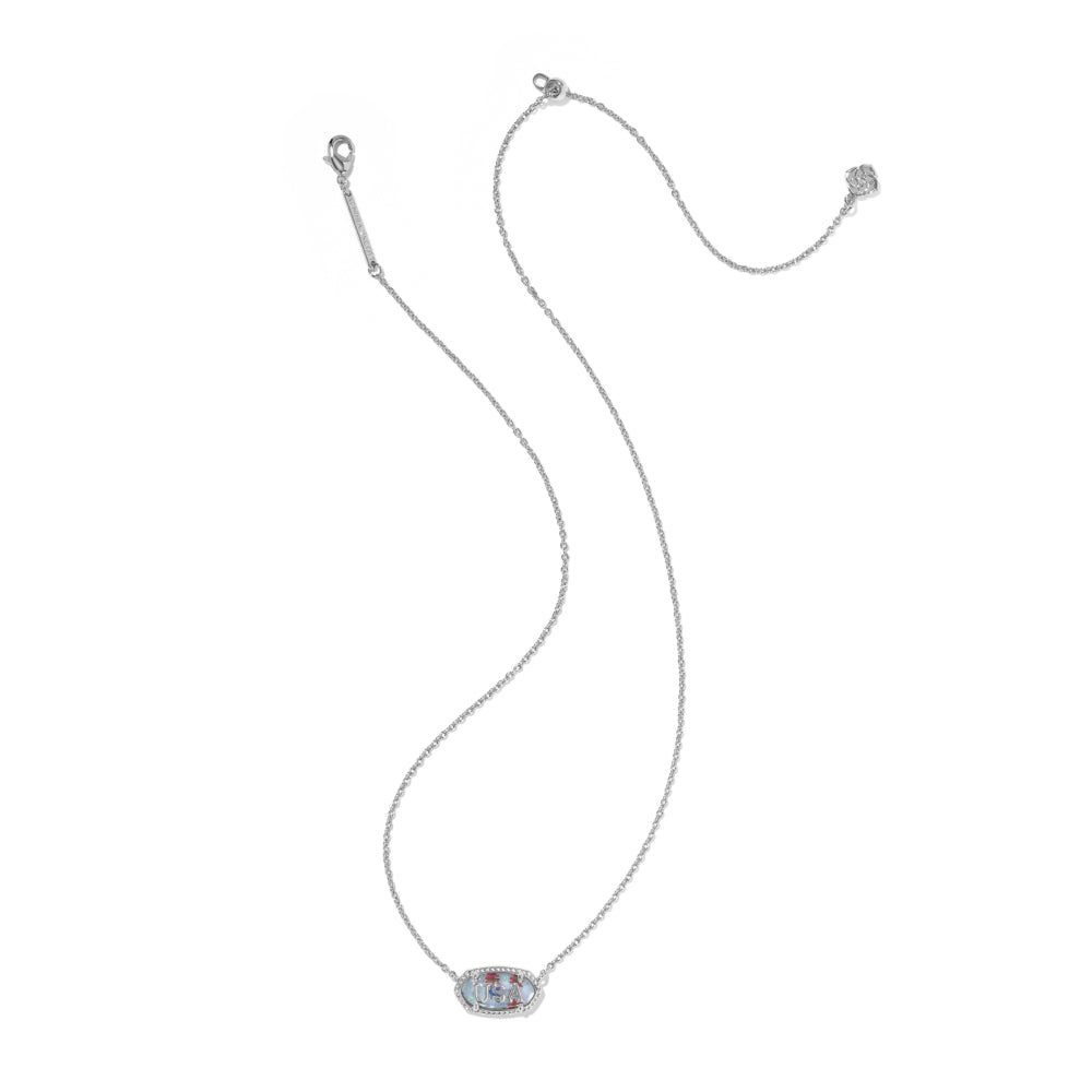 Silver necklace with a pendant on a white background