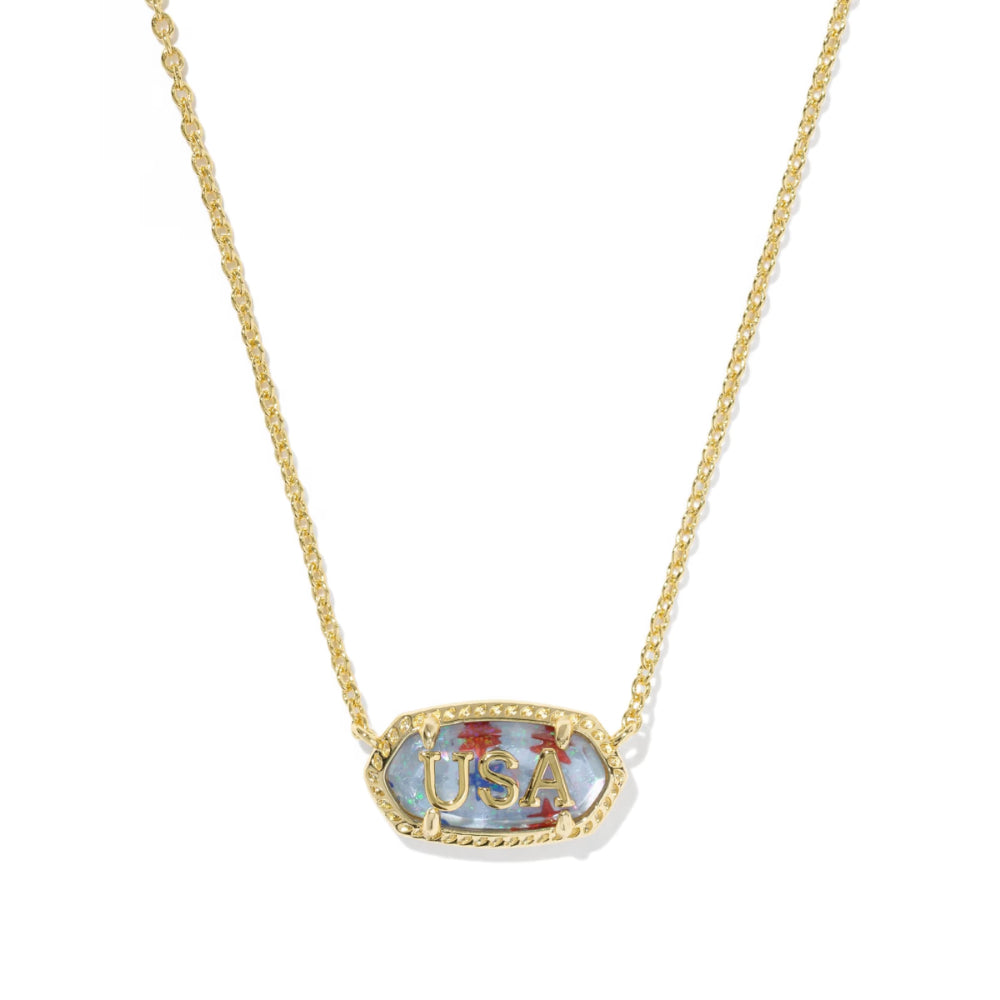 Necklace with 'USA' pendant on a white background