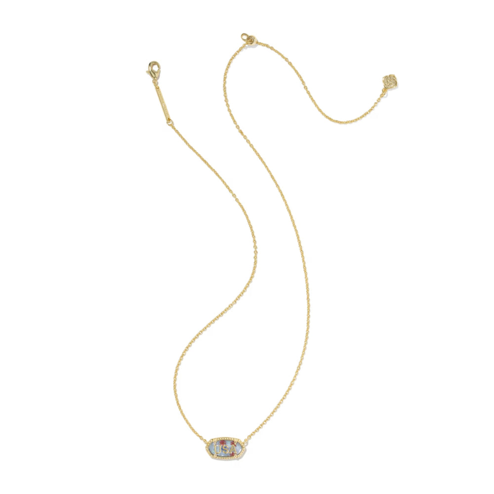 Gold necklace with a pendant on a white background