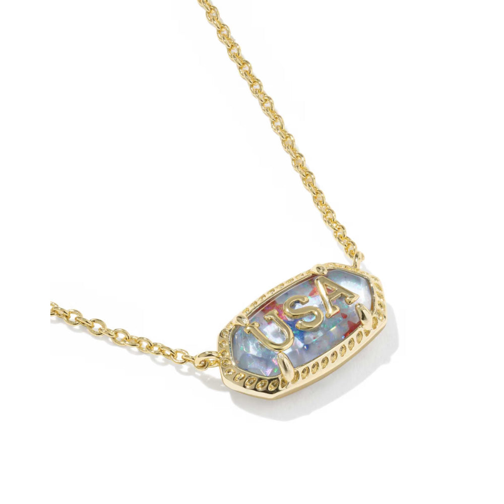 Necklace with 'USA' pendant on a white background