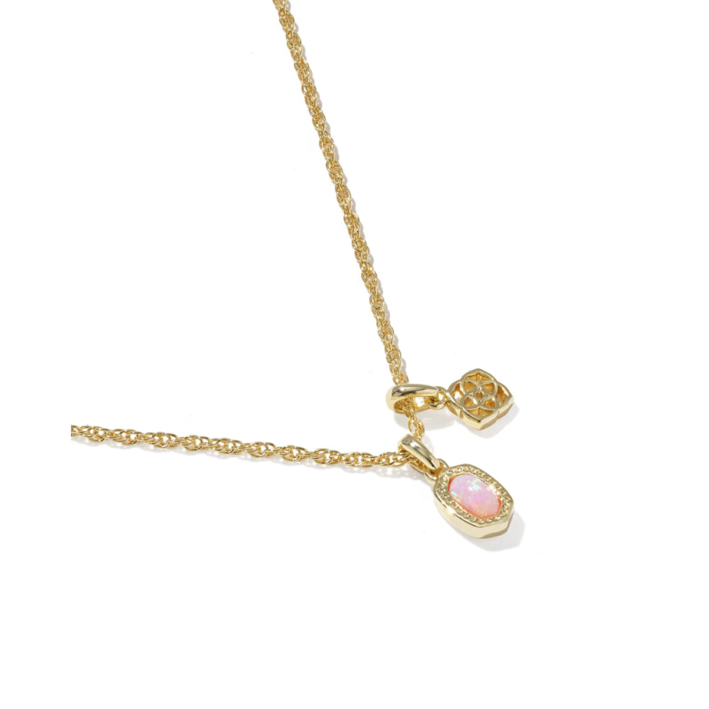 Gold necklace with two pendants on a white background