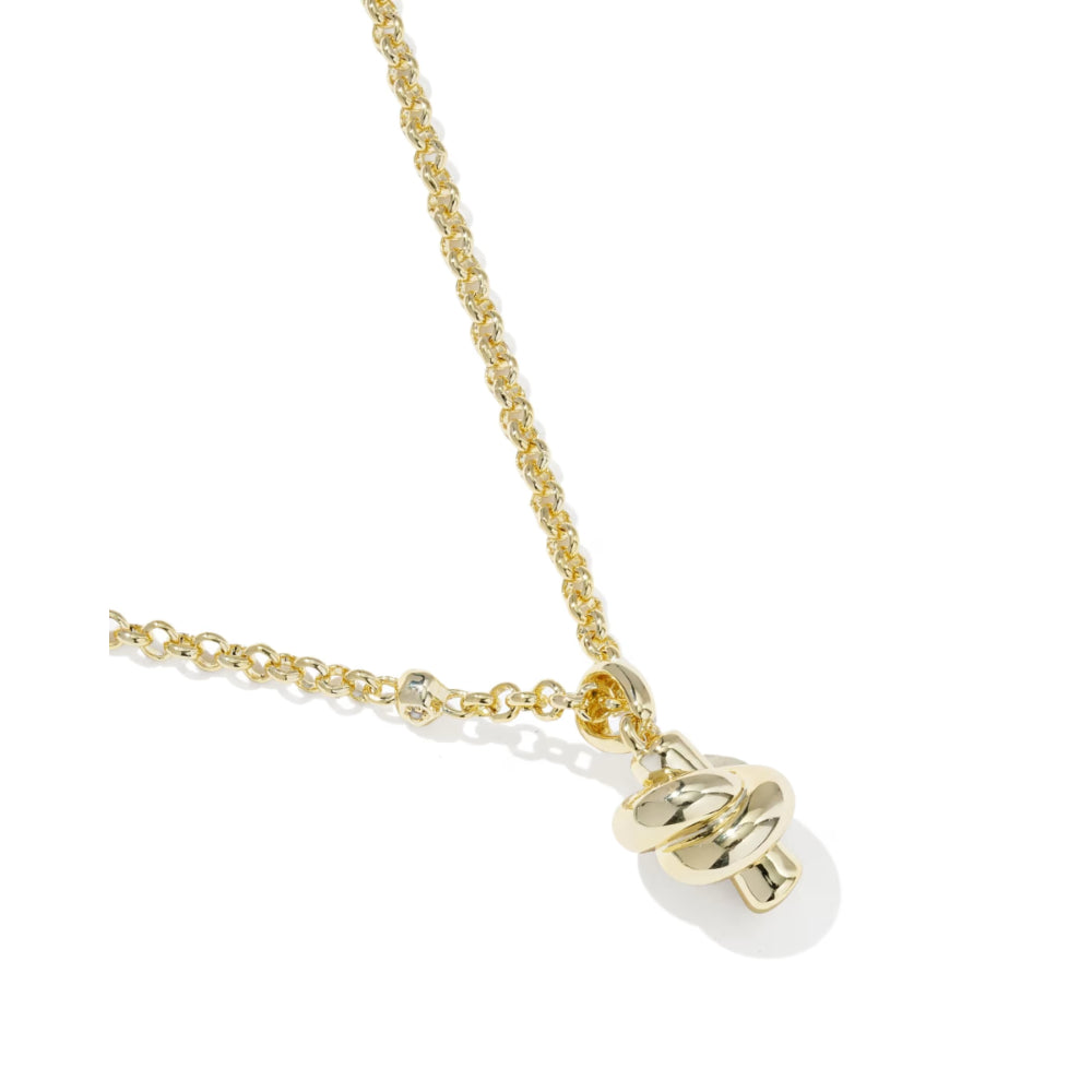 Gold necklace with a heart pendant on a white background