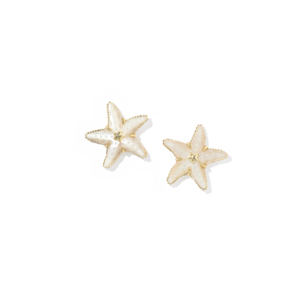 Starfish-shaped earrings on a white background