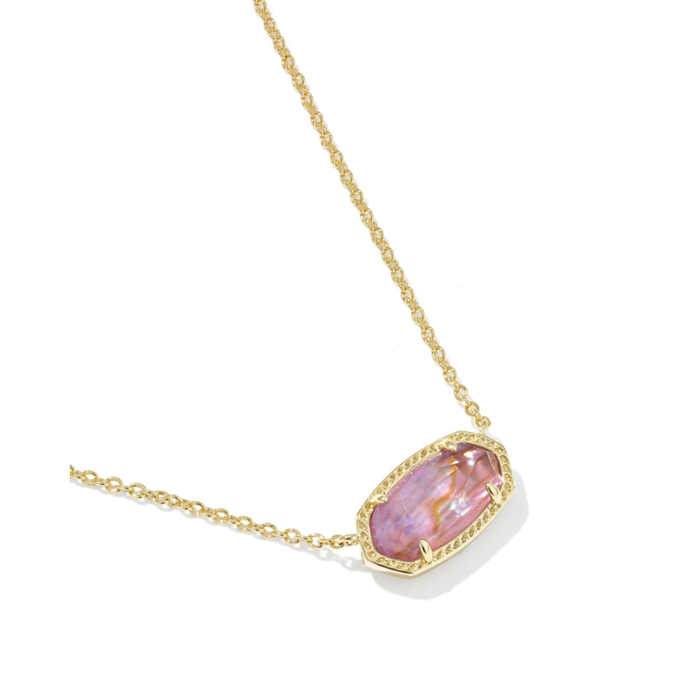 Necklace with a pink pendant on a white background