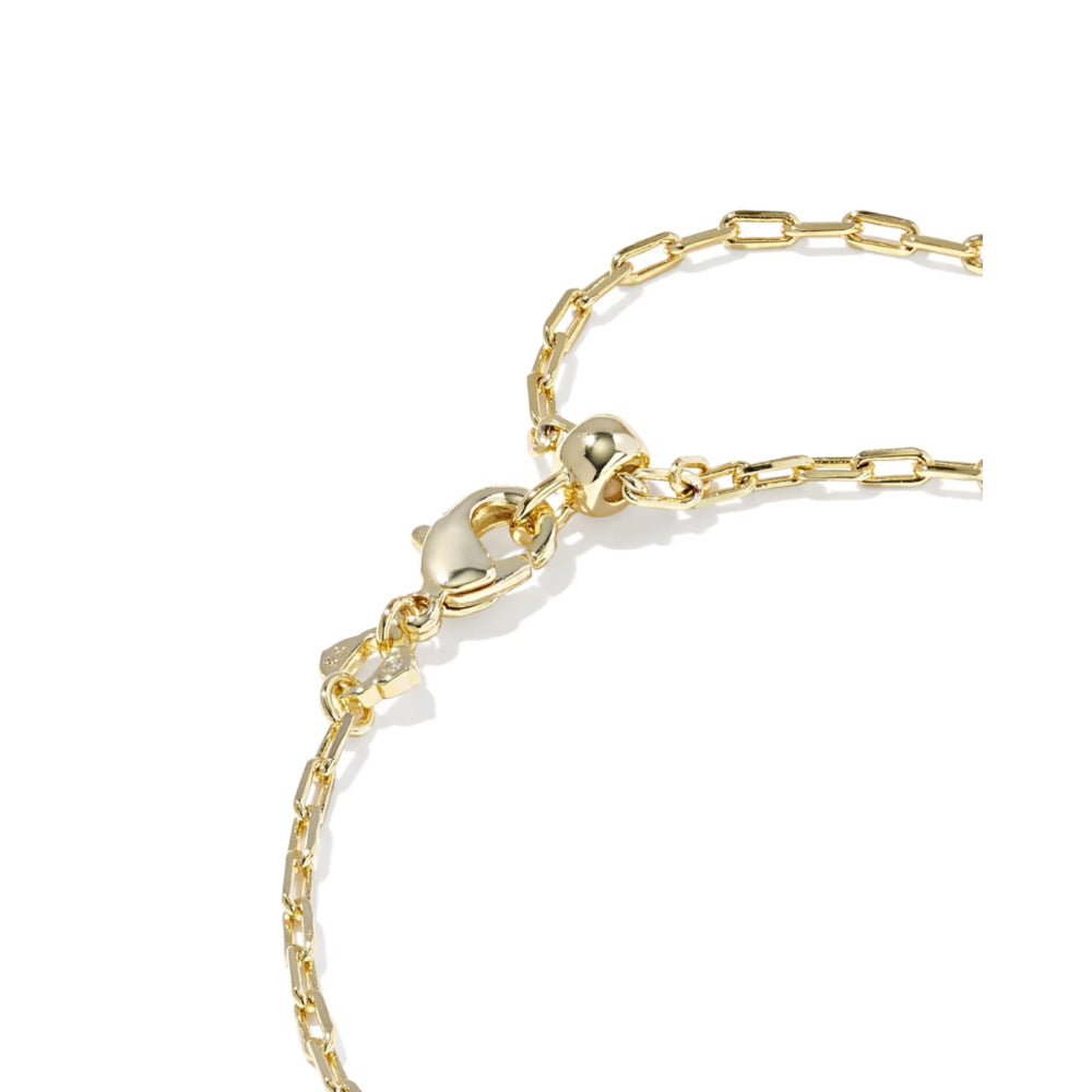 Gold chain bracelet on a white background