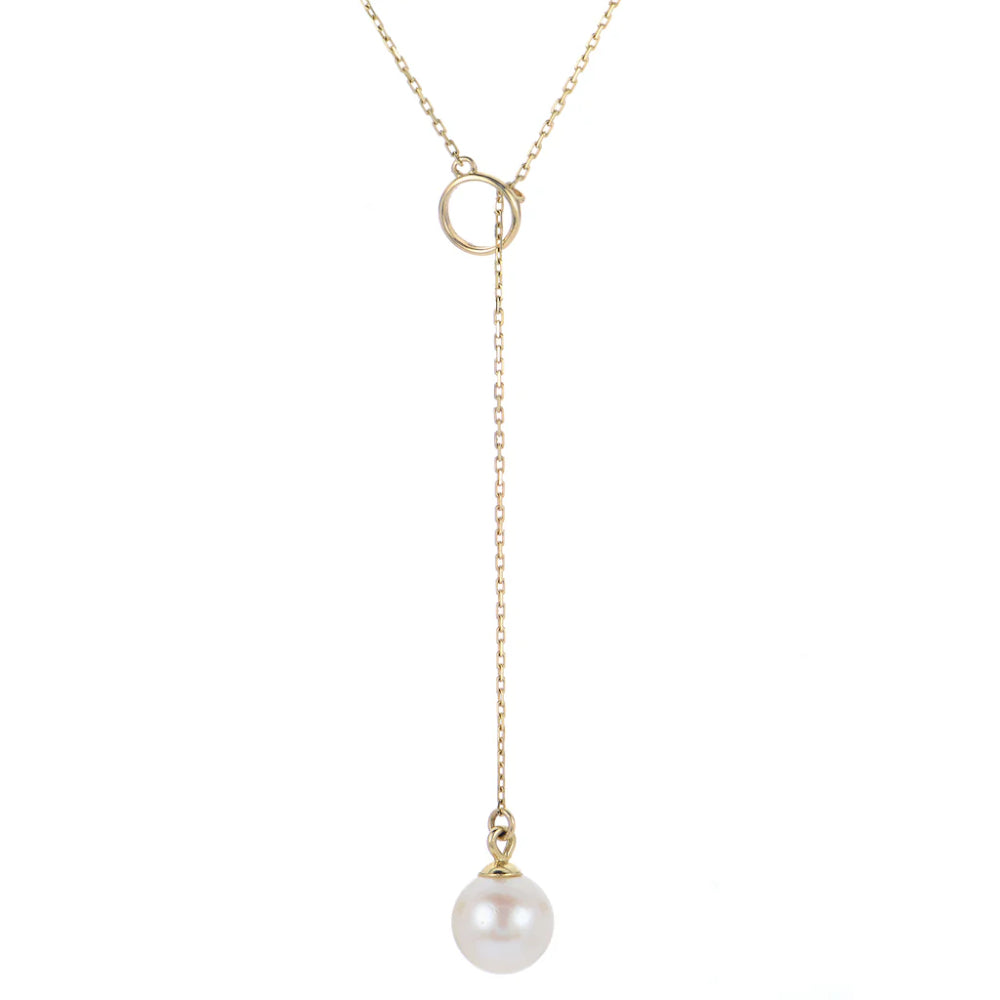 14k Gold Freshwater Pearl "Y" Necklace