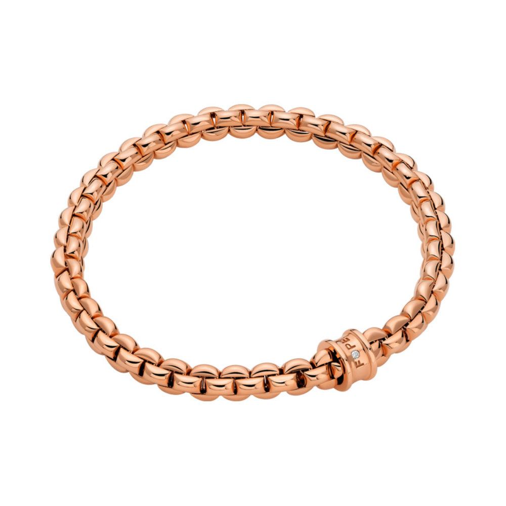Rose gold bracelet on a white background