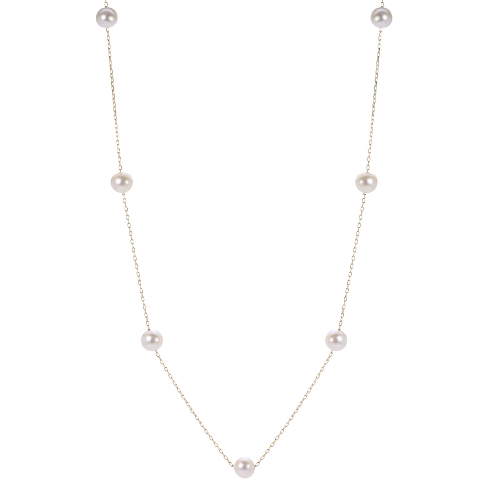 Pearl necklace on a white background