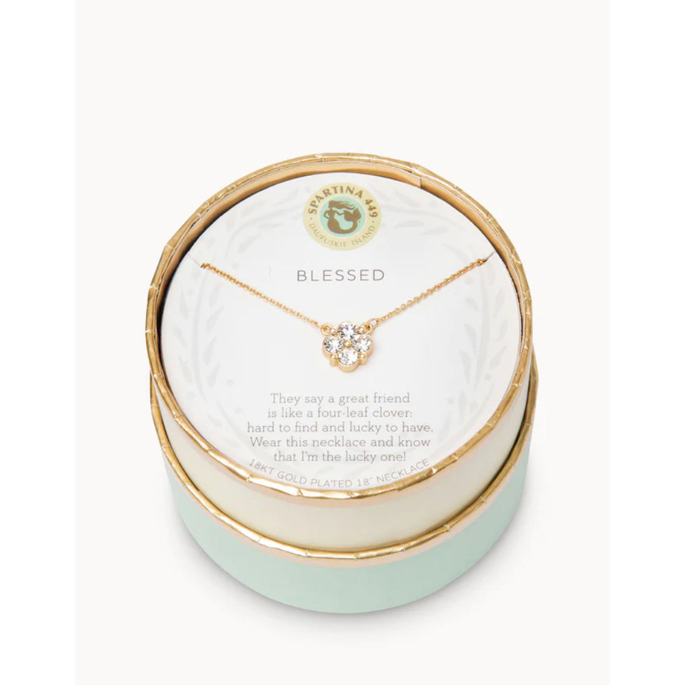 Spartina Sea La Vie Blessed Crystal Clover Necklace