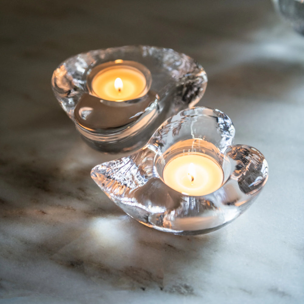 Simon Pearce Twist Heart Tealight Candleholders - Set of 2