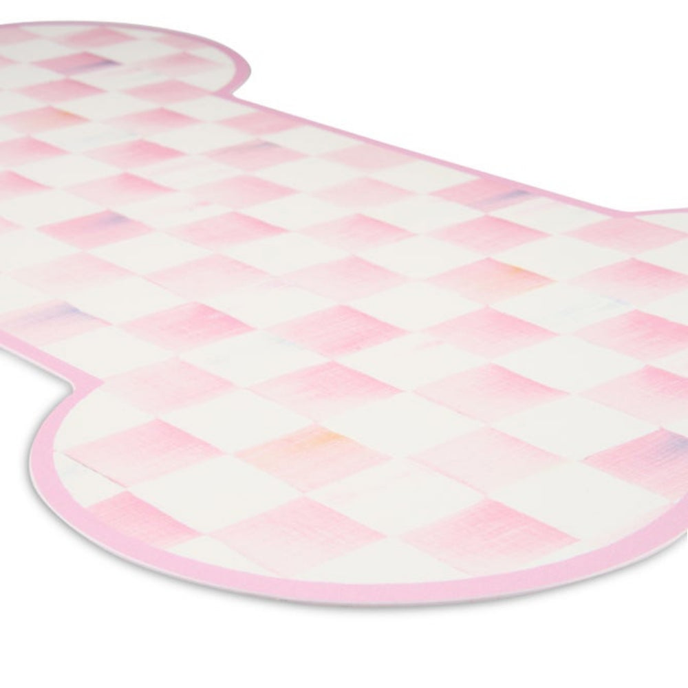 Side view of Rosy check pup placemat on white background. 