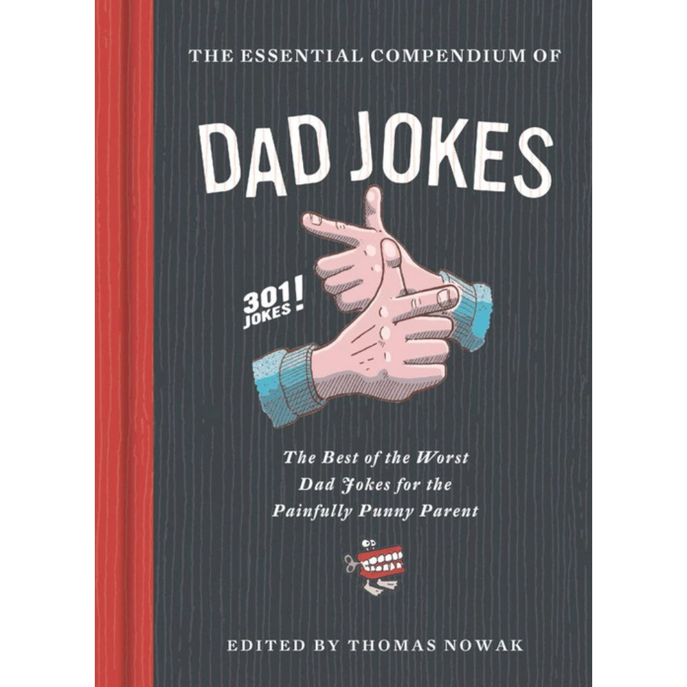 Book cover of 'The Essential Compendium of Dad Jokes' with a graphic of two hands pointing at each other.