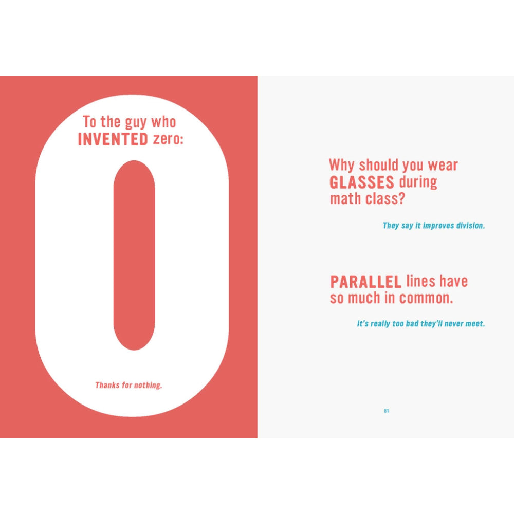 Card with a large number '0' on a red background with humorous text.