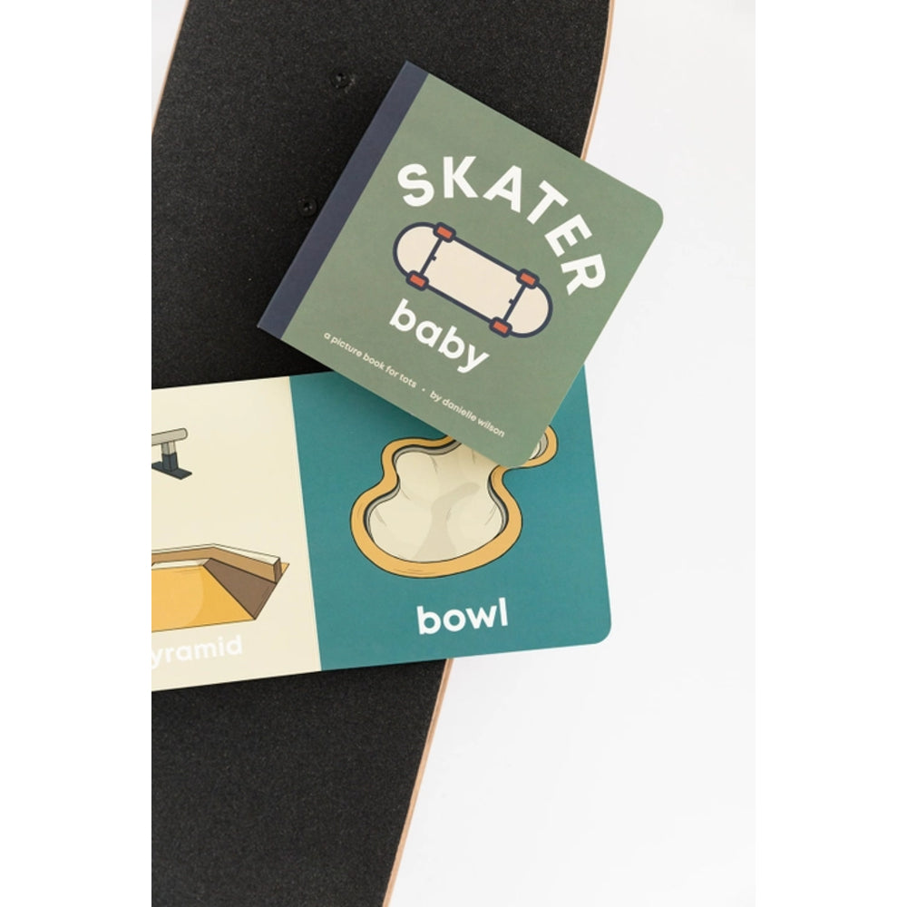 Skateboarding-themed greeting cards with 'Skater baby' and 'bowl' text on a skateboard.