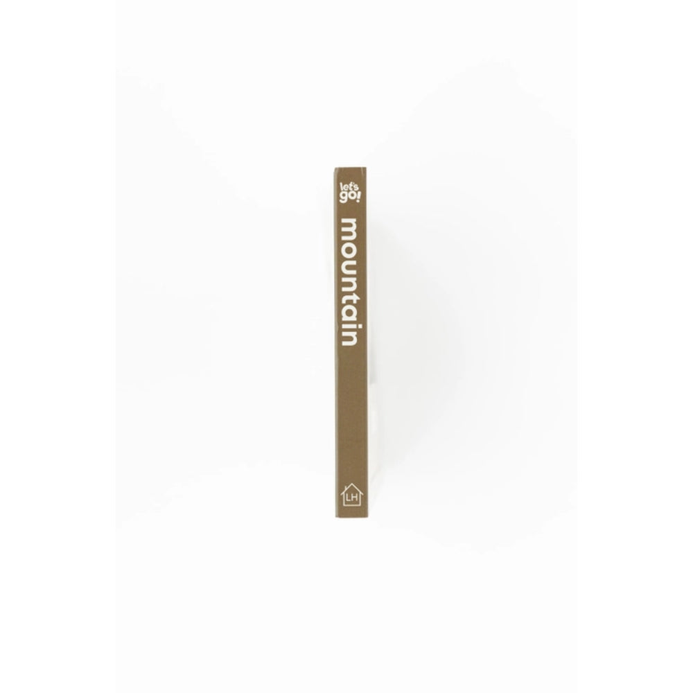 book with 'let's go mountain' text on a white background