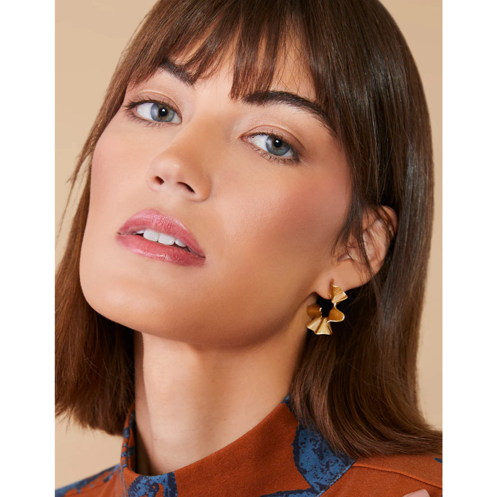 Spartina Ruffle Hoop Earrings Gold