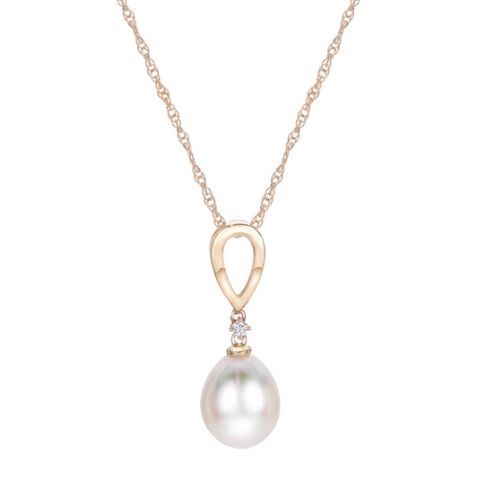 14k Gold Freshwater Pearl Pendant Necklace