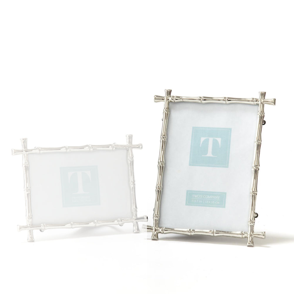 5x7 silver bamboo picture frame on a white background.