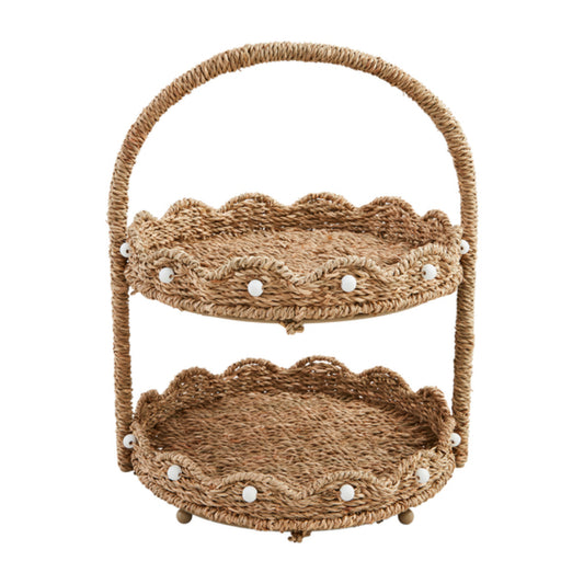 Mud Pie Scalloped Woven Tiered Server