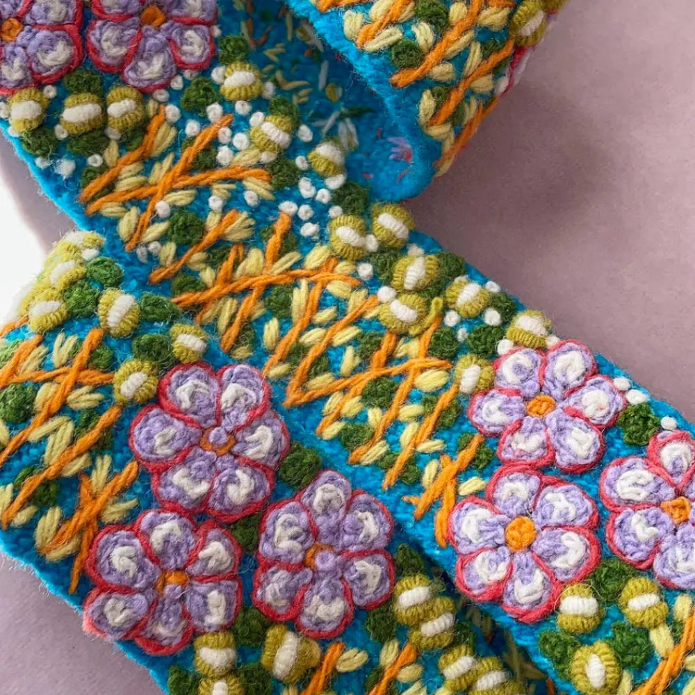 Floral blue woven belt