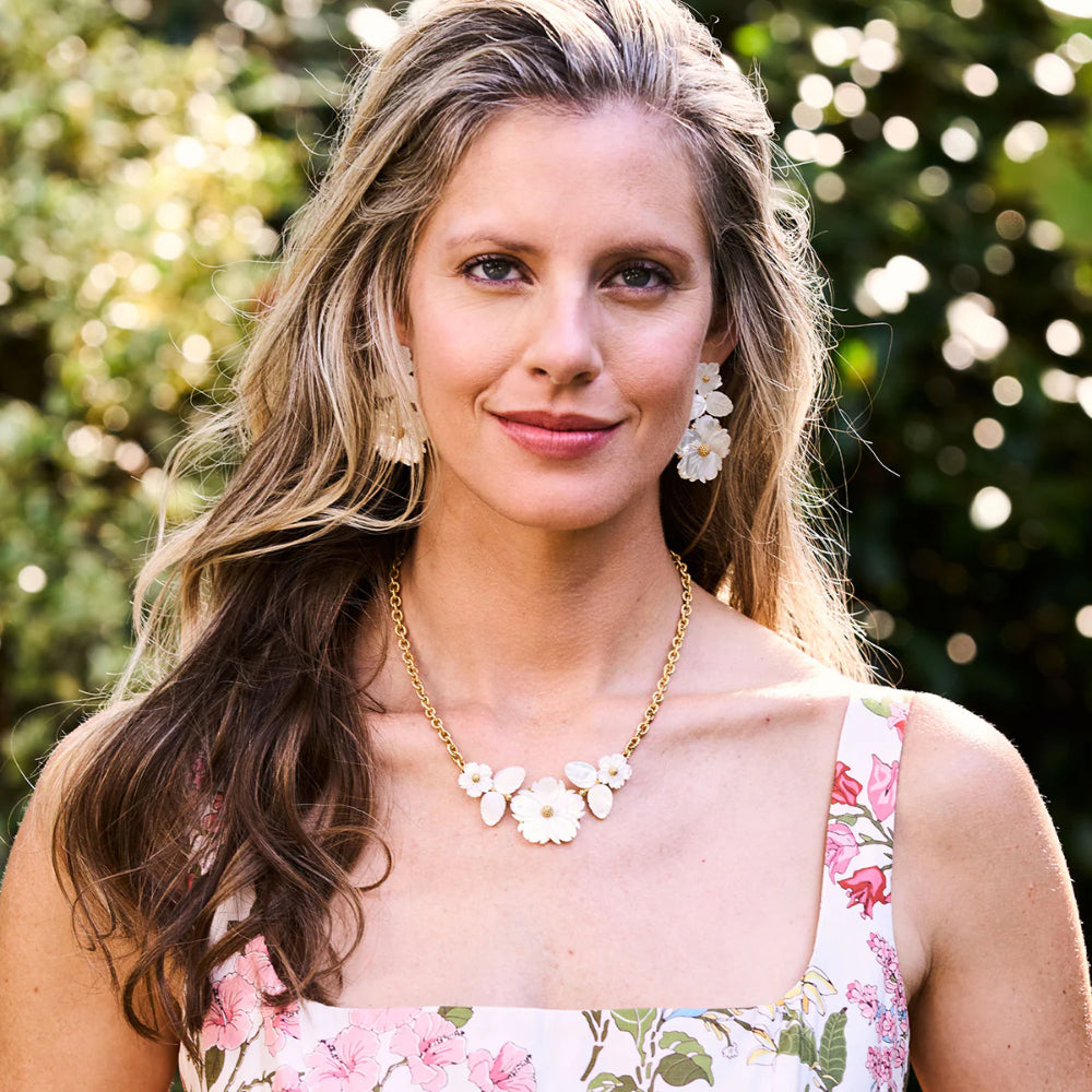 Capucine De Wulf Mermaid Garden Bouquet Necklace 16" - Mother of Pearl