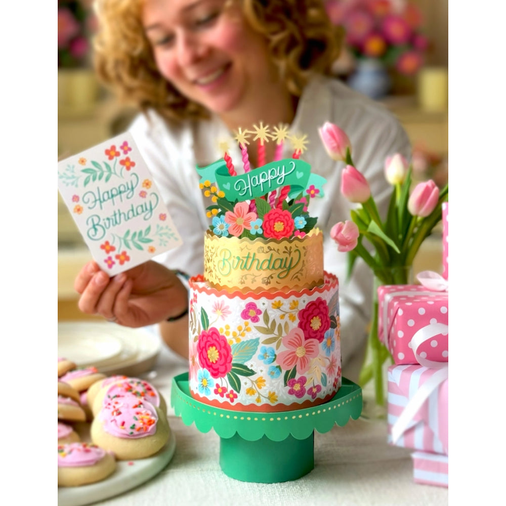 Blooming Birthday Cake Pop-Up Greeting Cards