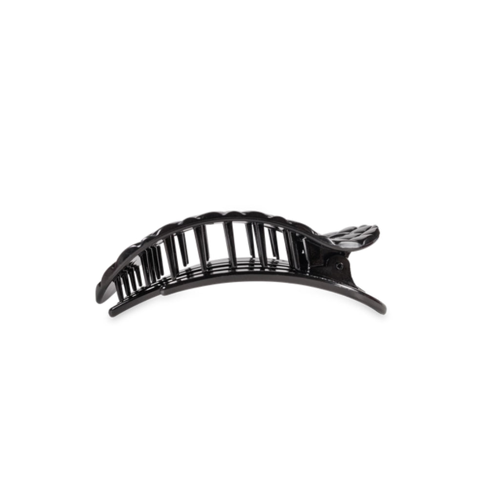 TELETIES Jet Black Quilted Flat Round Hair Clip