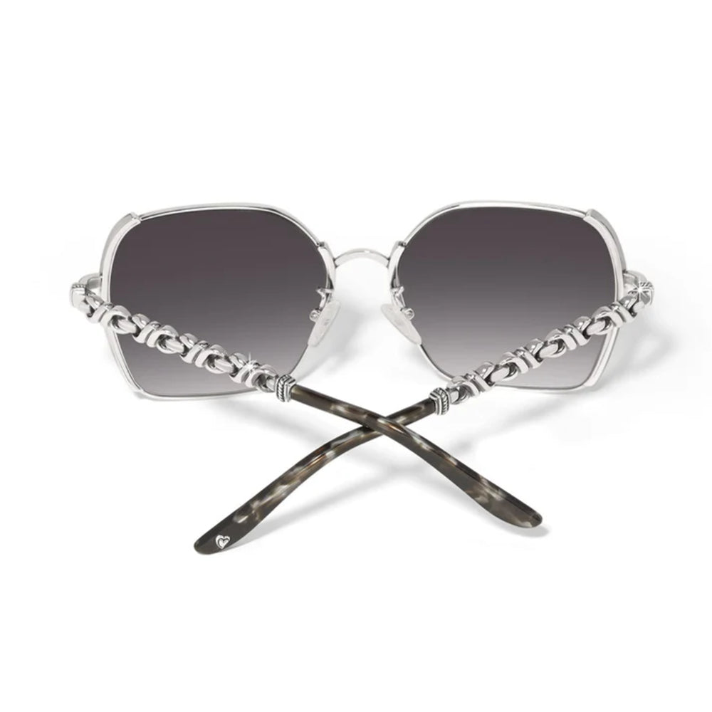 Sunglasses with decorative chain design on a white background