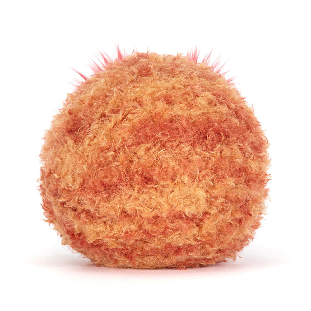 Back side photo of jellycat amuseables planet marsplush toy with red hair and a sad expression on a white background