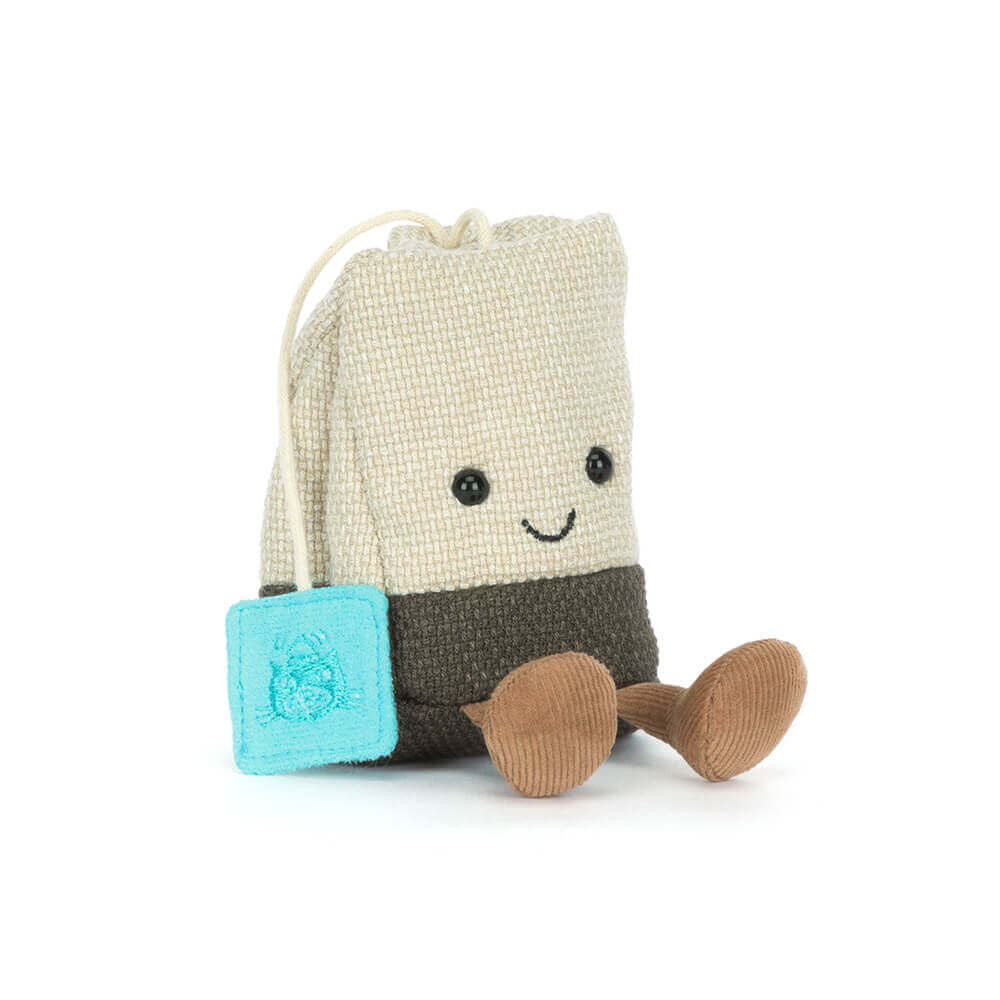 Steepy Tea Bag plush toy on a white backround. 