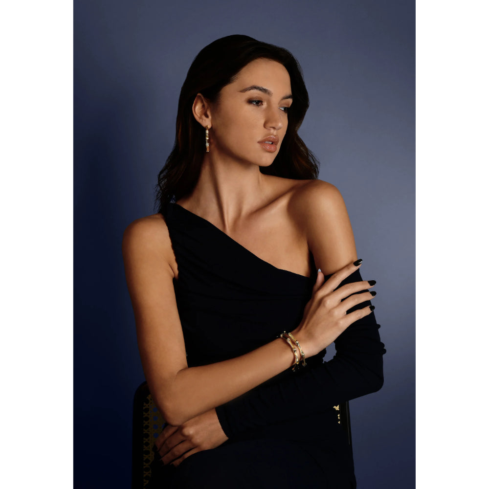 Anabel Aram Gold Bamboo Hinged Bangle