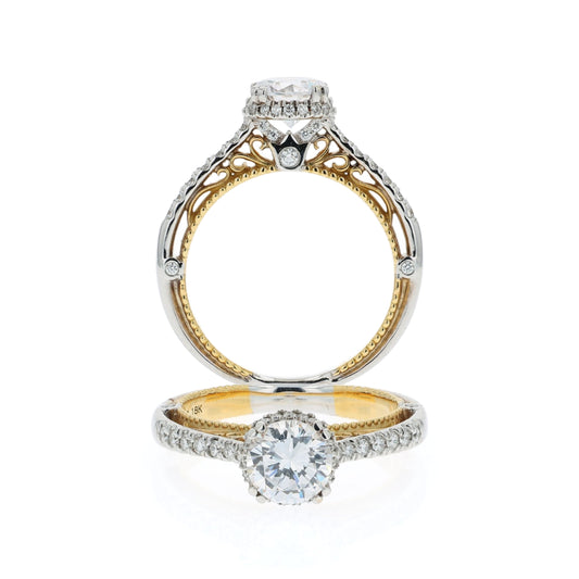 Verragio Venetian 18k Gold Round Diamond Hidden Halo Engagement Ring