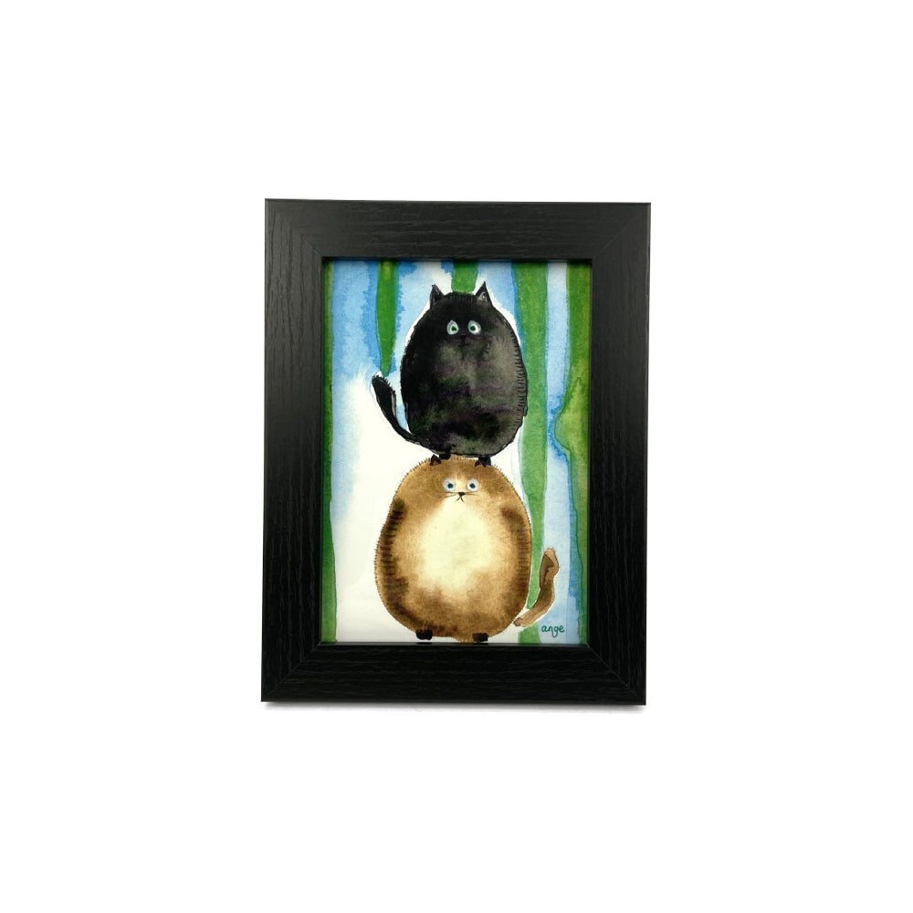 Artwork for Animals Angelica Goodwin Original 2 Cats Stacked Watercolor Print