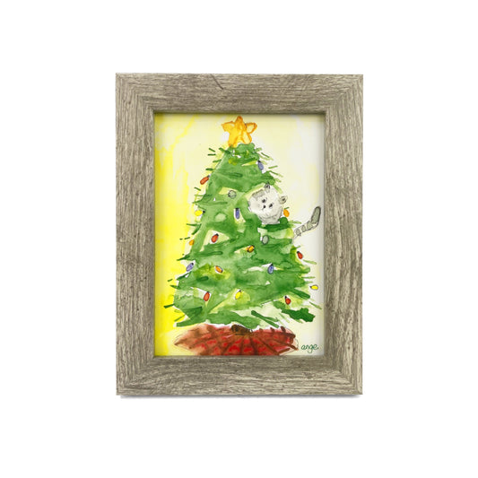 Artwork for Animals Angelica Goodwin Cat in Christmas Tree Print