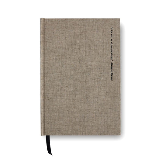 HomArt We All Become Stories Taupe Linen Notebook