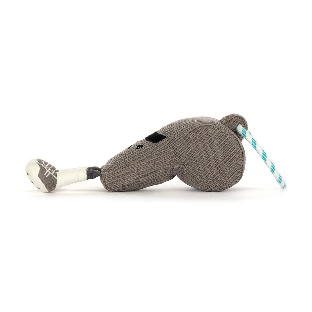 Plush toy whistle with a rope on a white background