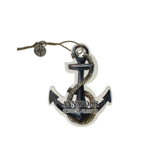 Map Mom Wood Anchor Ornament-Annapolis