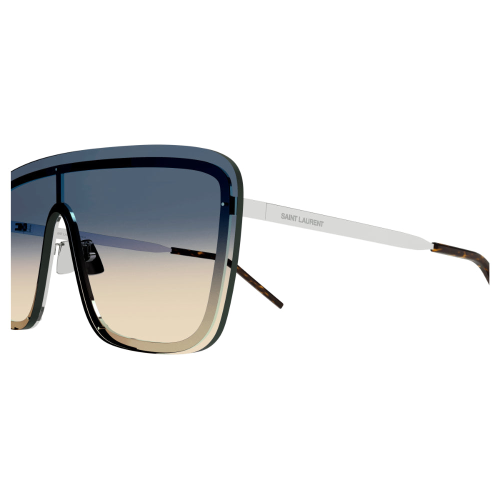 Saint Laurent SL 364 MASK Unisex Sunglasses - Silver and Green