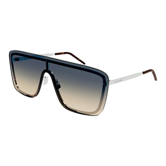 Saint Laurent SL 364 MASK Unisex Sunglasses - Silver and Green