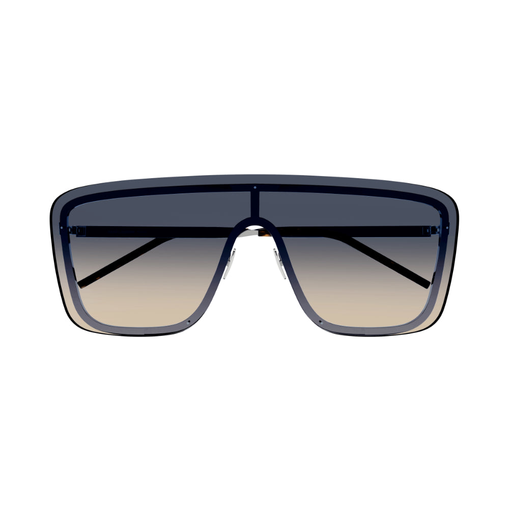 Saint Laurent SL 364 MASK Unisex Sunglasses - Silver and Green