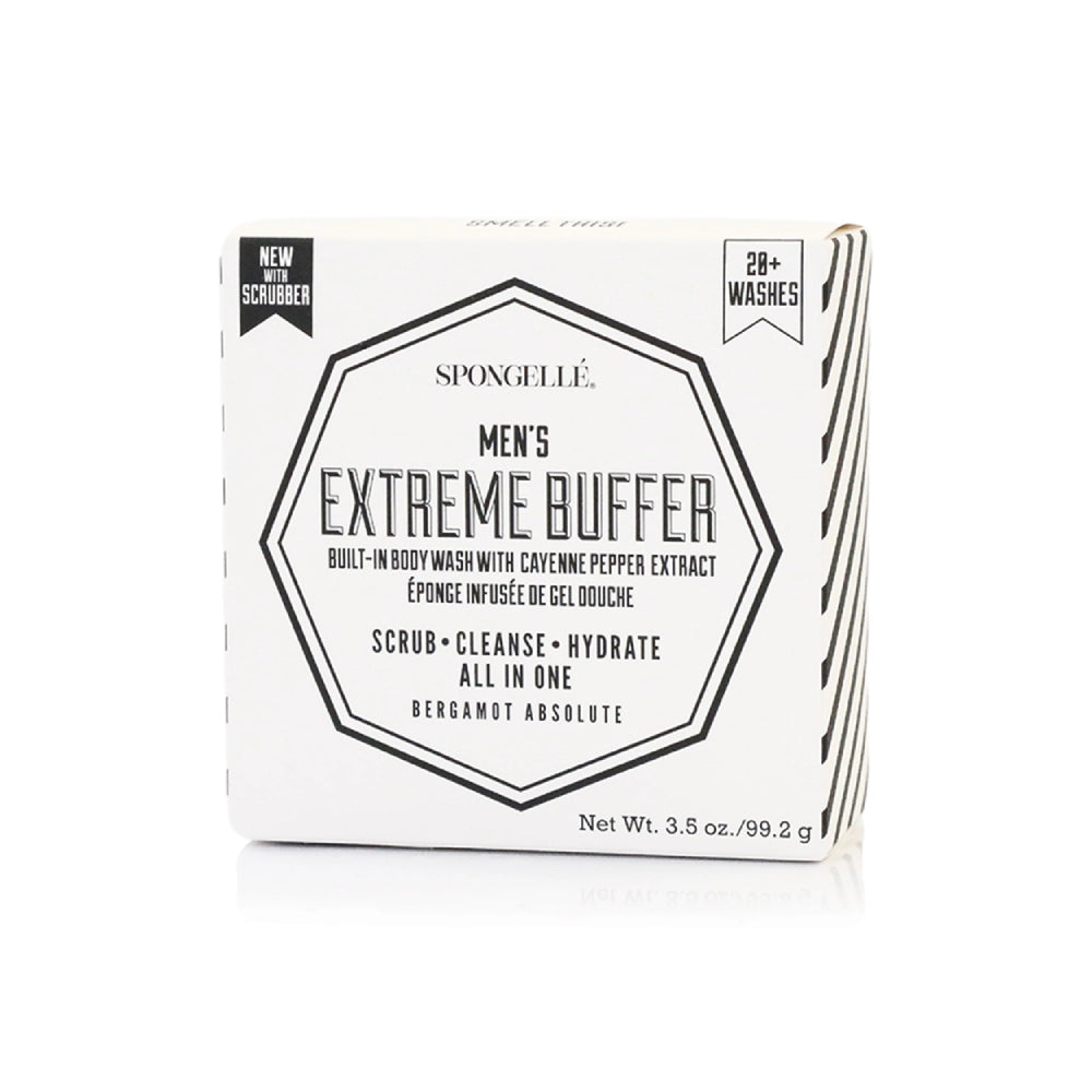 Spongelle 20+ Men's Extreme Buffer With Black Scrubber-Bergamot Absolute 3.5oz