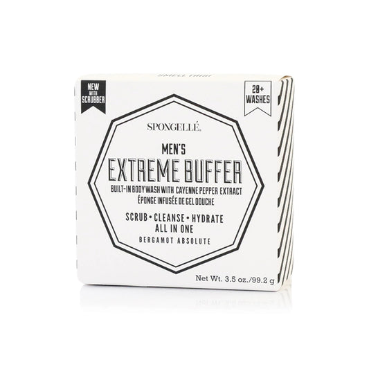 Spongelle 20+ Men's Extreme Buffer With Black Scrubber-Bergamot Absolute 3.5oz