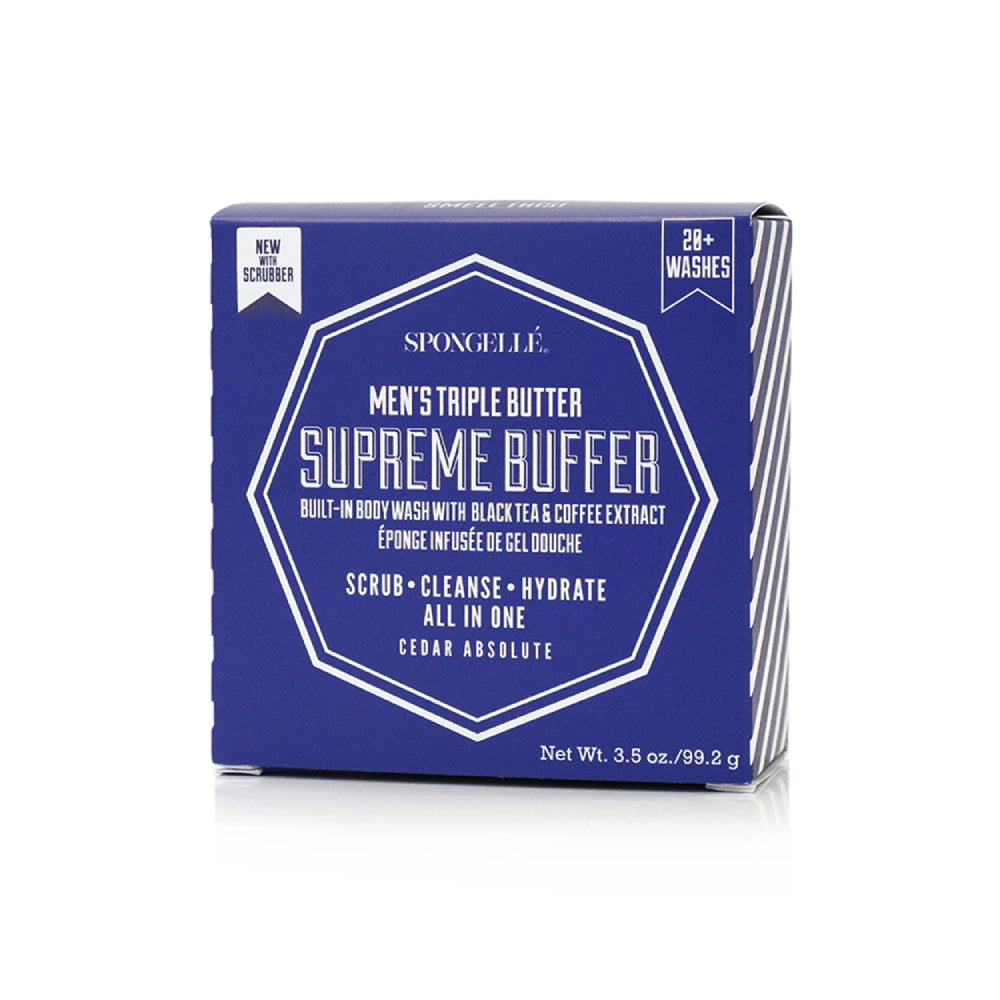 Spongelle 20+ Men's Supreme Buffer With Black Scrubber-Cedar Absolute 3.5oz