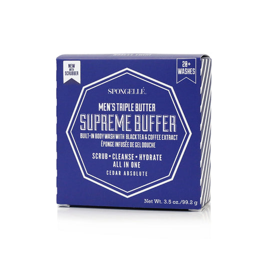 Spongelle 20+ Men's Supreme Buffer With Black Scrubber-Cedar Absolute 3.5oz