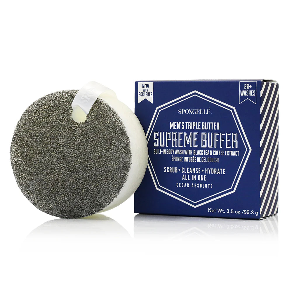 Spongelle 20+ Men's Supreme Buffer With Black Scrubber-Cedar Absolute 3.5oz